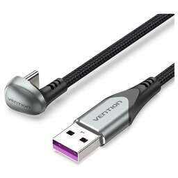 VENTION Кабель COHHH, USB Type-C (m) (угловой) - USB 2.0 A (m) (прямой), круглое, 2м, пакет, черный