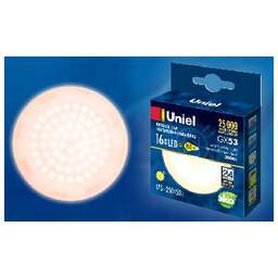 UNIEL (UL-00003726) LED-GX53-16W/WW/GX53/FR PLZ01WH матовая Теплый белый свет 3000K