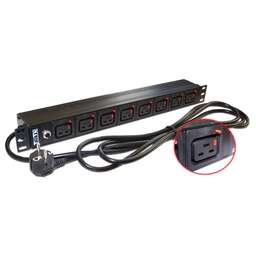 LANMASTER Блок распределения питания TWT-PDU-16A8C9L-3.0 верт.размещ. 8xC19 базовые 16A Schuko 3м