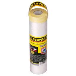 STAYER 1.4 х 15 м, 9 мкм ПВД, защитная пленка-маскер с клейкой лентой (12255-140-15)