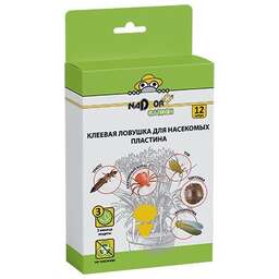 NADZOR Клеевая ловушка от насекомых для комнатных цветов, 12 шт/уп., PEST18
