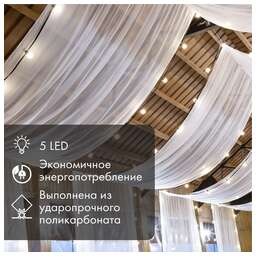 NEON-NIGHT Лампа светодиодная, диаметр 45мм, E27, 5 LED, 2Вт, БЕЛЫЙ, 230В