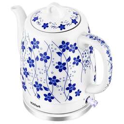 KITFORT Чайник электрический КТ-6788 1л. 1630Вт белый/синий корпус: керамика
