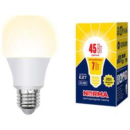 VOLPE (UL-00005619) LED-A60-7W/3000K/E27/FR/NR картон