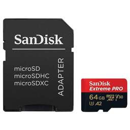 SANDISK Карта памяти microSD Extreme PRO microSDXC UHS-I 64ГБ. Цвет: черно-красный