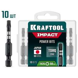 KRAFTOOL Impact TX 20, 50 мм, 10 шт, ударные биты (26195-20-50-S10)