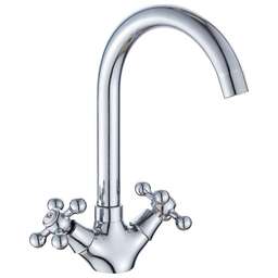 GOTA ROCIO G312310-GOTA Kreshel Смеситель д/кухни с 2-мя рукоятками с высоким изливом, креп. гайка