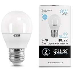GAUSS Упаковка ламп LED E27, шар, 8Вт, 10 шт. [53238]