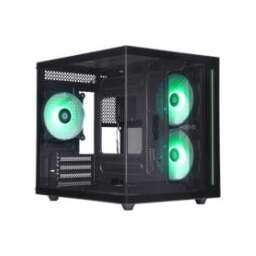 DEFENDER Корпус MINITOWER NovaCube Micro-ATX Mini-ITX W/O PSU 3x12cm ARGB Fan 2хUSB1.1+3.0 3.5jack черный c окном 25103