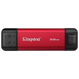 KINGSTON 512ГБ Внешний диск SSD SPSD/512GB, USB 3.2 Gen 2, запись - 950МБ/с, чтение - 1050МБ/с, красный