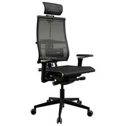 МЕТТА Кресло руководителя Yoga Spine Black Edition, сетка, до 150кг, синхромеханизм, регулируемые 5D подлокотники, черный