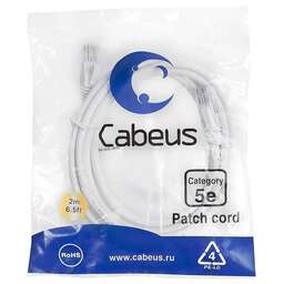 CABEUS Патч-корд PC-UTP-RJ45-CAT.5E-2M-WH U/UTP RJ-45 вил.-вилка RJ-45 кат.5E 2м белый ПВХ