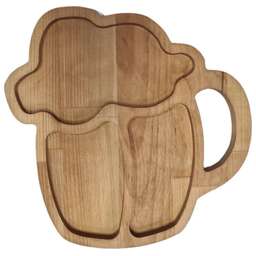 РОССИЯ 370712m Менажница "Пивная кружка №2, 2 секции" 25х25,5х1,8 см, массив берёзы, покрыта маслом