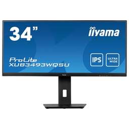 IIYAMA 34" Монитор ProLite XUB3493WQSU-B5, 3440x1440, IPS, 75Гц, 2хHDMI, 1хDP, черный