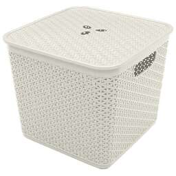 KEEPLEX KL130511048 Rattan для хранения со съемной крышкой 21л квадратная 30х30х28см белое облако