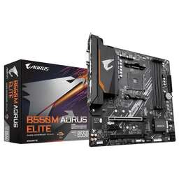 AORUS Материнская плата Gigabyte B550M ELITE, Socket AM4, AMD B550, 4xDDR4-3200, DVI-D+HDMI, 2xPCI-Ex16, 1xPCI-Ex1, 4xSATA3(RAID 0/1/10), 2xM.2, 8 Ch Audio, GLan, (4+2)xUSB2.0, (4+2)xUSB3.2, 1xPS/2, mATX, RTL {10} (809546)