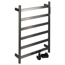 KRAFTTE - Полотенцесушитель электрический, ЛЕСЕНКА, 480 х 730 х 90 мм, на 6 перекладин, 75 Вт, 220В / 50 Гц, из нержавеющей стали, с таймером до 24 часов, цвет ГРАФИТ. 44056