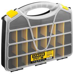 STAYER SPACE-18, 455 х 355 х 70 мм, (18″), пластиковый органайзер с 21 ячейкой (38038-18)