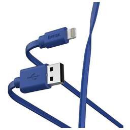 HAMA Кабель 00187232 USB (m)-Lightning (m) 1м синий плоский