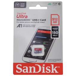 SANDISK Карта памяти microSDXC UHS-I U1 Ultra 512 ГБ, 150 МБ/с, Class 10, SDSQUAC-512G-GN6MN, 1 шт