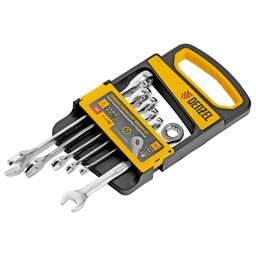 DENZEL Набор ключей комбинированных трещоточных 6-17 мм, 6 шт., CrV, матовый хром 14720