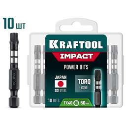 KRAFTOOL Impact TX 40, 50 мм, 10 шт, ударные биты (26195-40-50-S10)