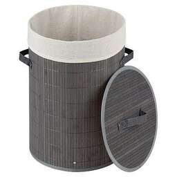 РЫЖИЙ КОТ Корзина для белья, бамбук, цвет: серый, размер:34,5*50см (104486)