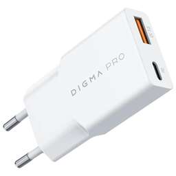 DIGMA Сетевое зар./устр. Pro DPW2A 20W 3A (PD+QC) USB-C/USB-A универсальное белый (DPW2A2GX11WH)