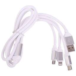 SMARTBUY (iK-312 white) 3 в 1 MICROUSB+TYPE-C+8 PIN 1 м