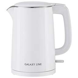 GALAXY LINE Чайник электрический GL 0373, белый, пластик, двойная стенка из нержав. стали AISI 304 и пищев. пластика, 2200 Вт, 1,5 л, съемный нейлоновый фильтр, индикатор работы, автоотключение