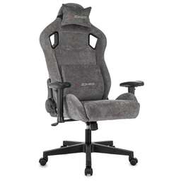 ZOMBIE Кресло игровое Ghost Fabric серый Light-19 с подголов. крестов. пластик