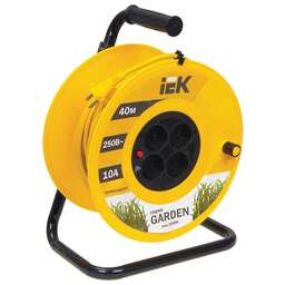 IEK Удлинитель силовой Garden (WKP23-10-04-40) 2x1.0кв.мм 4розет. 40м ПВС 10A катушка желтый