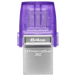 KINGSTON Флешка USB DataTraveler microDuo 3C 64ГБ, USB3.0, фиолетовый [dtduo3cg3/64gb]