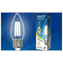 UNIEL (UL-00003643) LED-C35-5W/WW/E27/CL/DIM GLA01TR