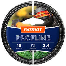 PATRIOT 805402206 D 2,4 мм L 15 м (скрученный квадрат, черный) Леска ProfLine для триммеров