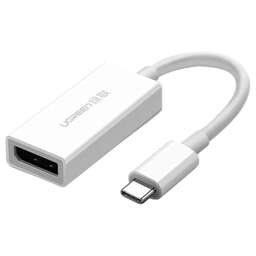 UGREEN Адаптер MM130, DisplayPort (m) - USB Type-C (f), ферритовый фильтр , 0.15м, белый [40372]