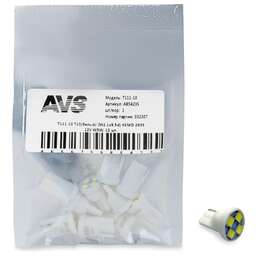 AVS T111-10 T10/белый/ (W2.1x9.5d) 4SMD 2835 12V W5W, 10 шт