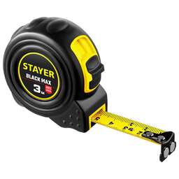 STAYER BlackMax, 3 м х 16 мм, рулетка с двумя фиксаторами, Professional (3410-03)