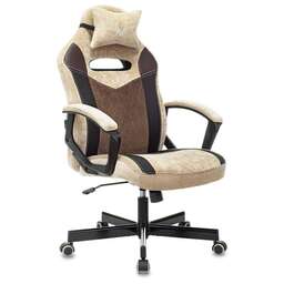 ZOMBIE Кресло игровое VIKING 6 KNIGHT Fabric коричневый/бежевый с подголов. крестов. металл