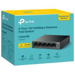 TP-LINK Коммутатор LS105LP (L2) 5x100Мбит/с 4PoE 41W неуправляемый