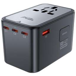 ACEFAST Зарядное устройство Z1 PD75W GaN (3*USB-C+2*USB-A) multifunctional charging adapter. Цвет: черно-серый