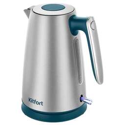 KITFORT Чайник электрический КТ-8725 1.7л. 2200Вт нержавеющая сталь/бирюзовый корпус: нерж.сталь/пластик