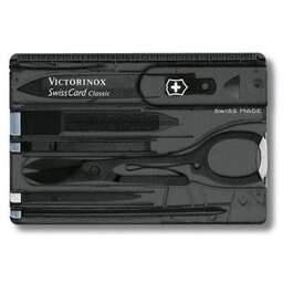 VICTORINOX Швейцарская карта SwissCard Classic, черный полупрозрачный, коробка подарочная [0.7133.t3]