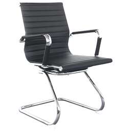 БЮРОКРАТ Кресло CH-883-LOW-V черный экокожа низк.спин. полозья металл хром