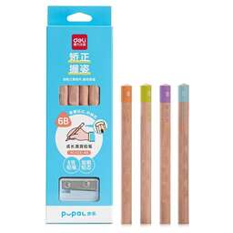 DELI Карандаш ч/г HC123-6B Pupal 6В коробка + точилка