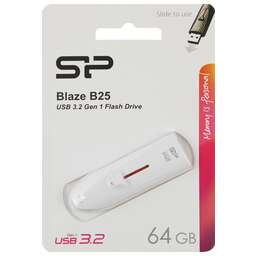 SILICON POWER Флеш Диск 64GB Blaze B25 SP064GBUF3B25V1W USB3.0 белый