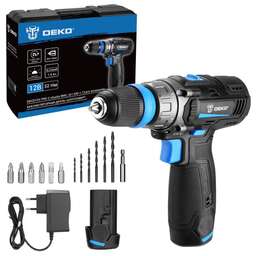 DEKO DKCD12V PRO в кейсе co съемным патроном + оснастка 13 шт, 12В, 2х1.5Ач 083-1004