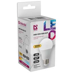 DEFENDER (95025) A60-15W-830-E27 груша, теплый белый, 1 шт