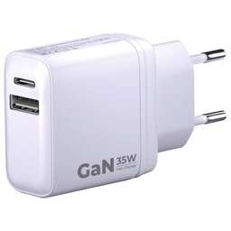 BORASCO Сетевое зарядное устройство USB + USB type-C, 35Вт, 3A, белый [52388]