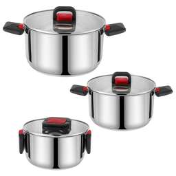POMIDORO POMI D'ORO P640567 Набор кастрюль 16см, 20см, 24см с крышками